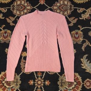 Jessica Simpson Pink Cable Knit Crew Neck Sweater